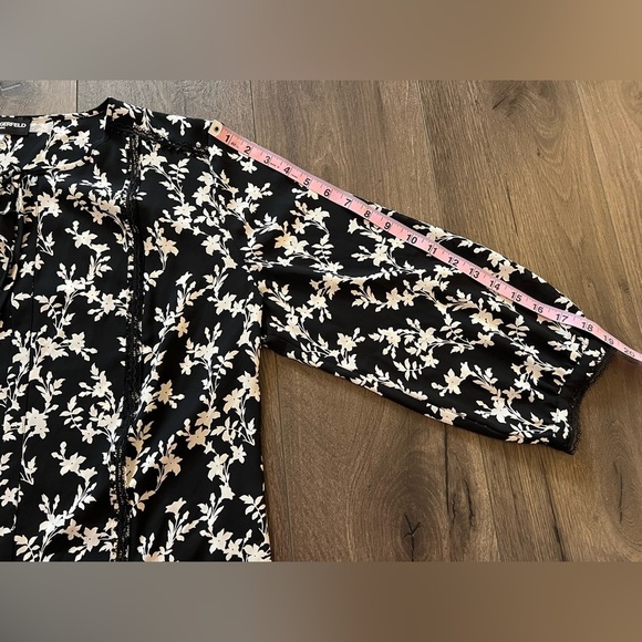 Karl Lagerfeld Black and White Long Sleeve Blouse Size XL - Picture 13 of 13